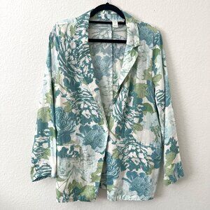 Joie Sz L 100% Linen Floral Women’s Blazer Jacket Bloomcore Artsy Garden Party